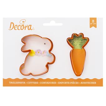 Picture of BUNNY & CARROT PLASTIC COOKIE CUTTERS 7X9CM AND 4 X 9CM